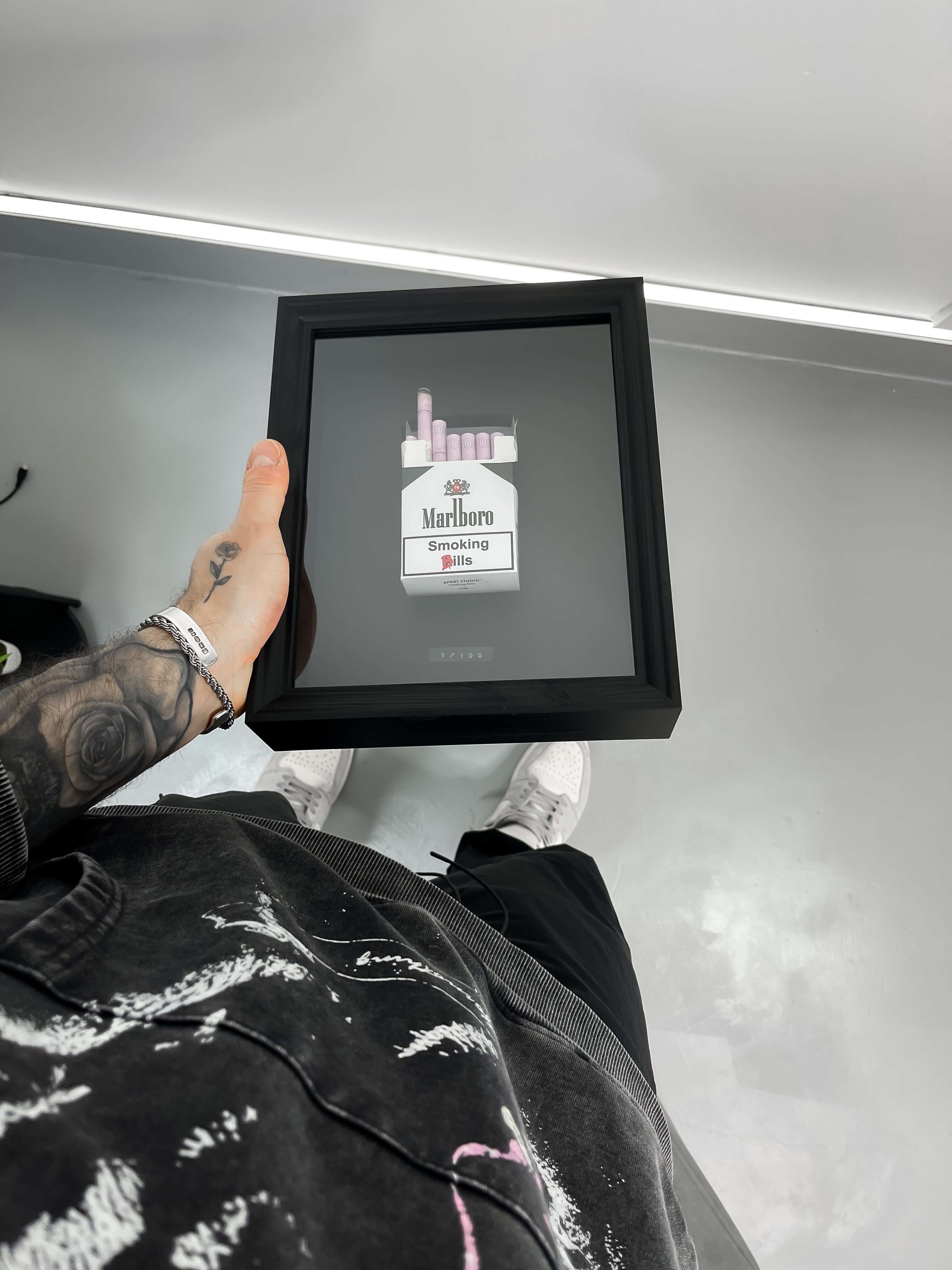 Black EUR 'Smoking Bills' Artwork - Image 3