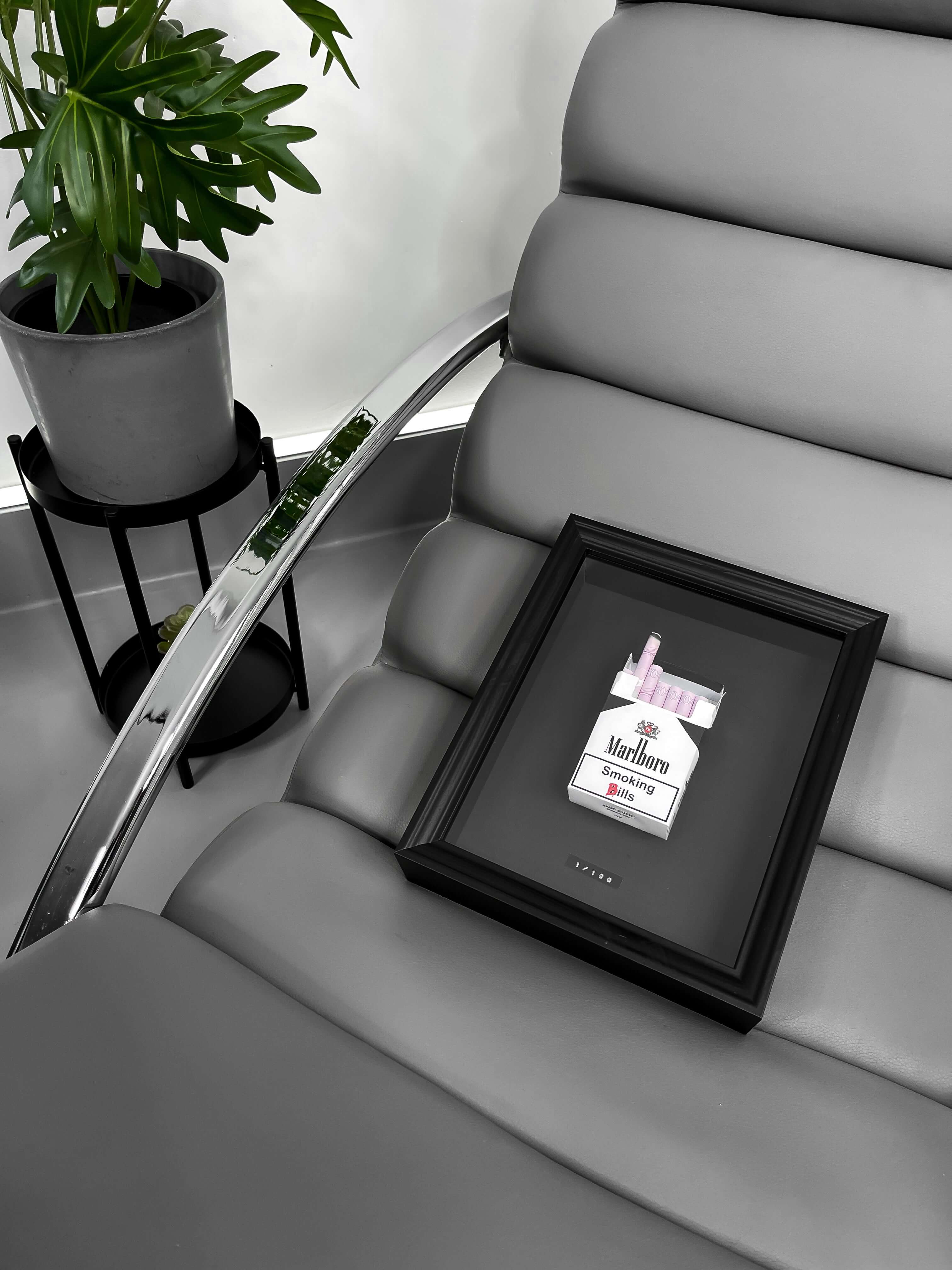 Black EUR 'Smoking Bills' Artwork - Image 4